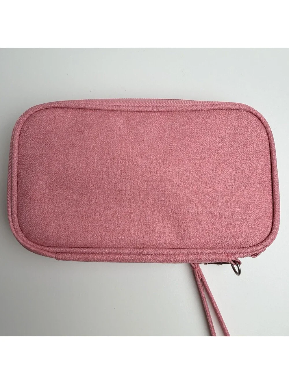 Pink Travel Electronics Organizer Case Cable Charger Cord Storage Wrist Strap